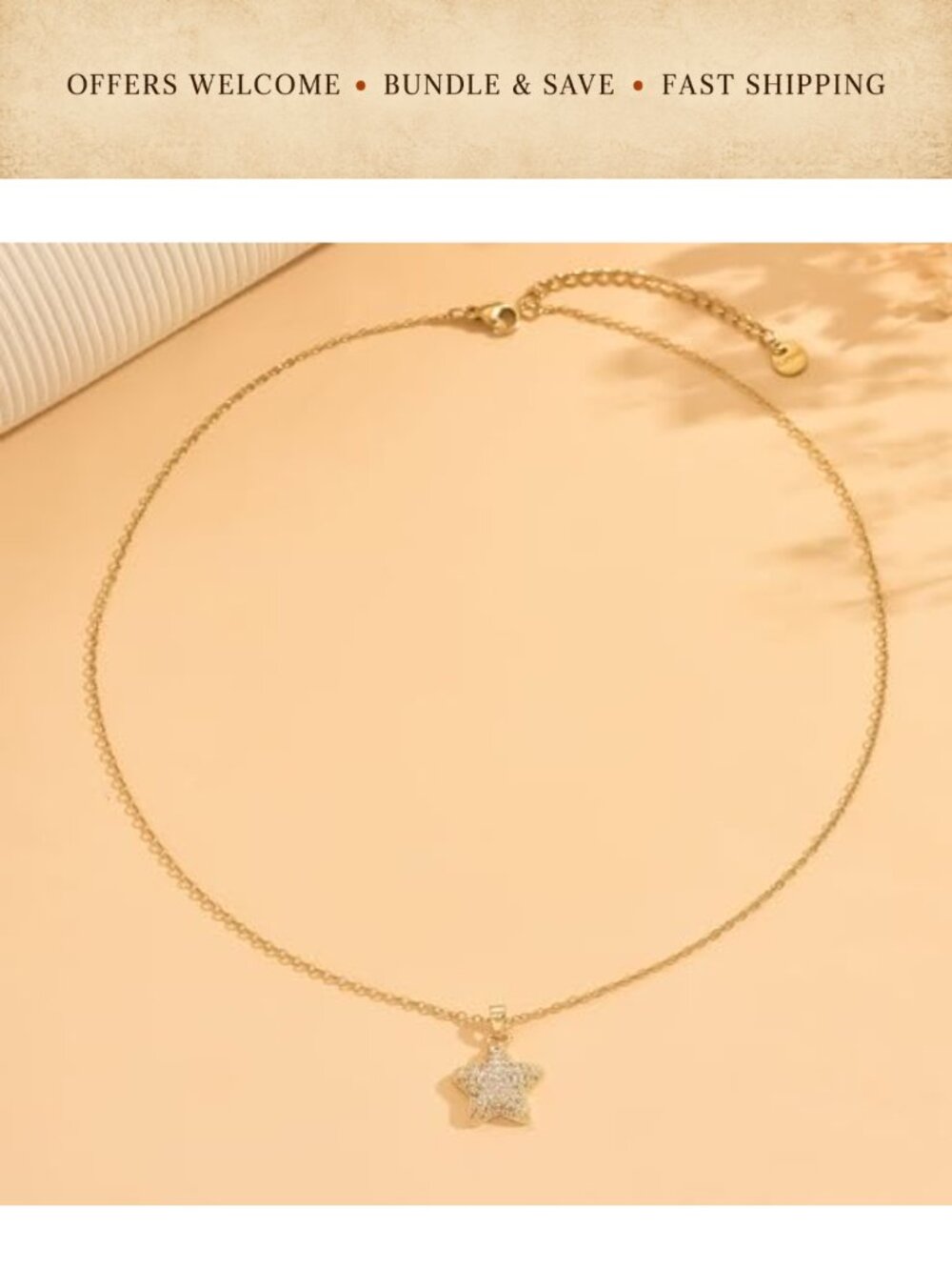 18K Gold Plated Necklace Cubic Zirconia Pendant Adjustable Chain - Picture 6 of 6